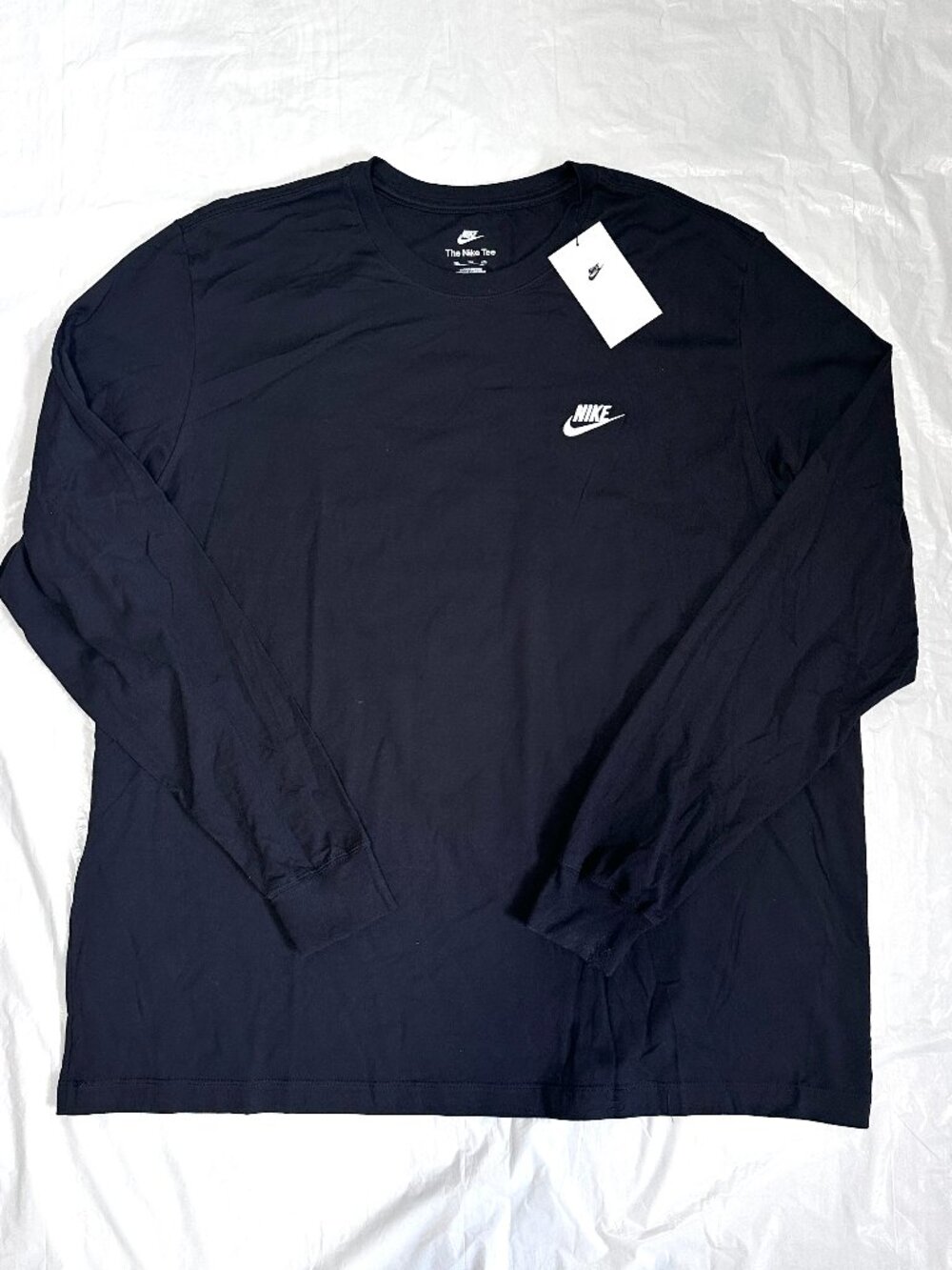 NEW Nike Sportswear Club Men’s Long Sleeve T-Shirt Black Size 2XL AR5193-010